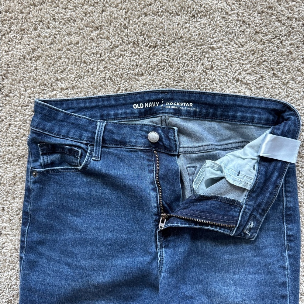 Old Navy Rockstar Blue Skinny Jeans with Contrast Hem Size 6 Tall 29 in inseam - Picture 7 of 9